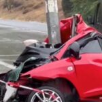 Direğe çarpan otomobili gören inanamadı, kağıt gibi katlandı… 1 can kaybı var