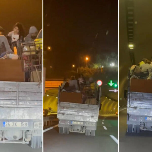 Kamyonet kasasında riskli seyahat