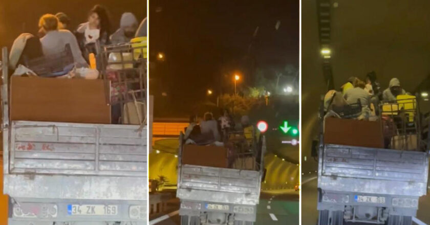 Kamyonet kasasında riskli seyahat